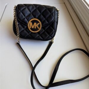 Michael Kors Quilted Black Crossbody with Gold Accent